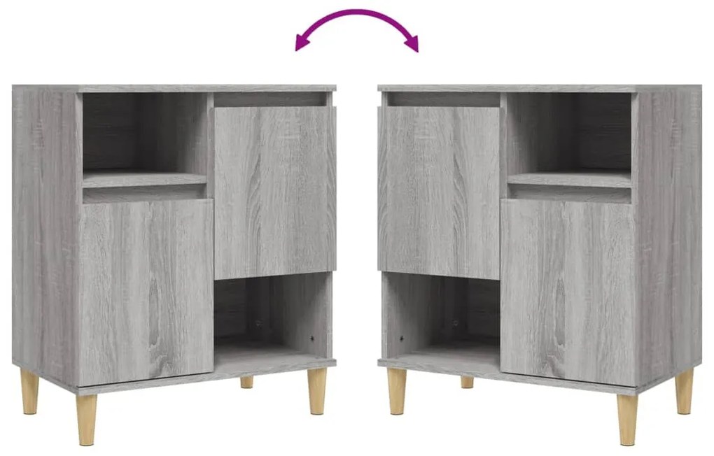vidaXL Ντουλάπι 3 τεμ. Γκρι Sonoma 60x35x70 εκ. από Επεξεργασμένο Ξύλο