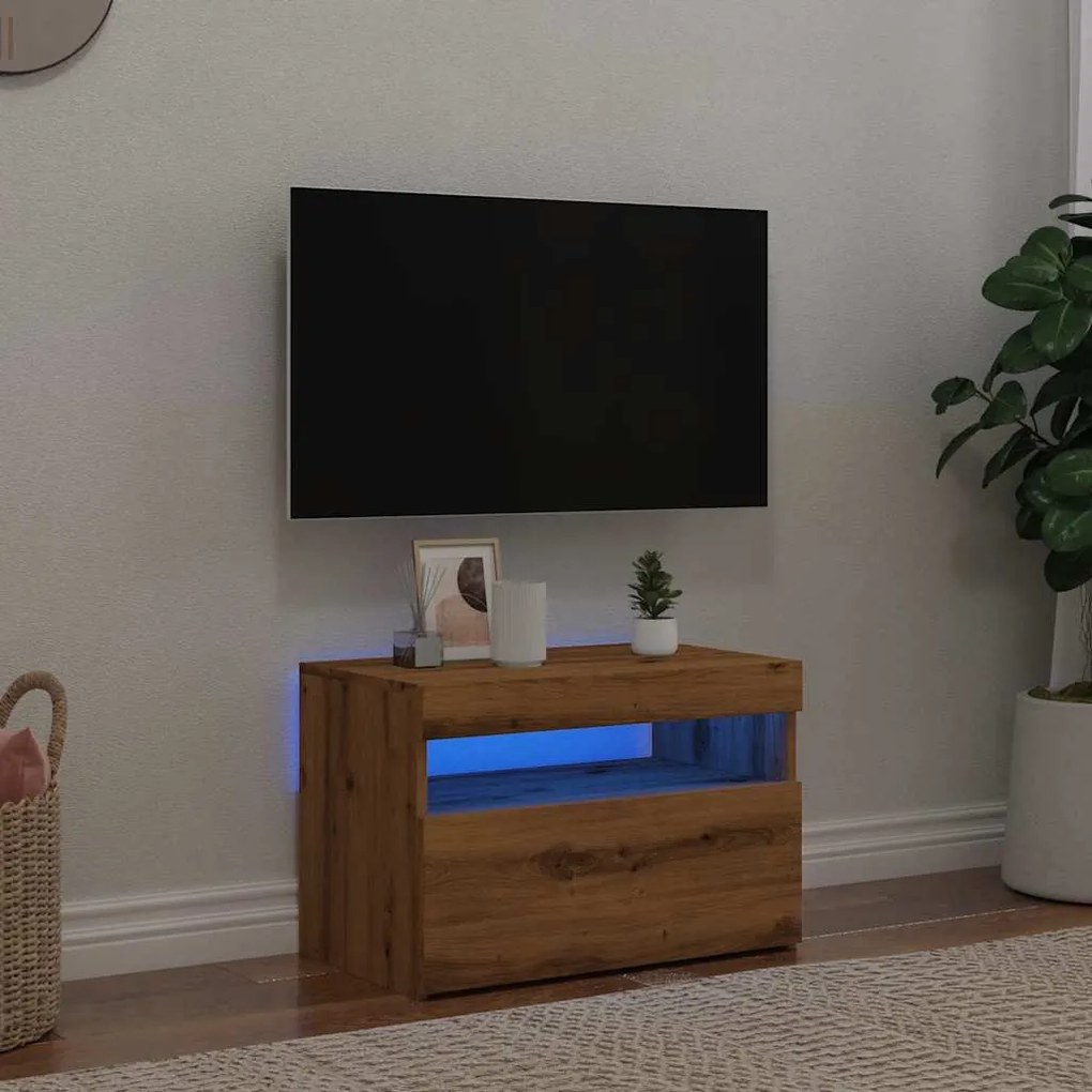 vidaXL ντουλάπι τηλεόρασης  με φώτα LED Artisan Oak Κατασκευασμένο ξύλο