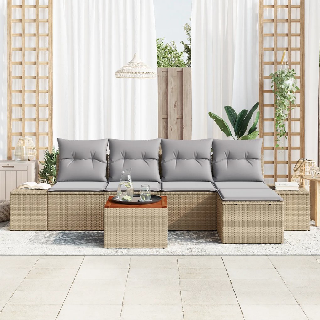 vidaXL Σετ Καθιστικού Κήπου 6 pcs Μπεζ, ανοιχτό γκρι