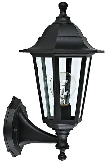 6S PLASTIC WALL GARDEN BLACK LUMINAIRE E27 IP44 ACA PLGQ1B