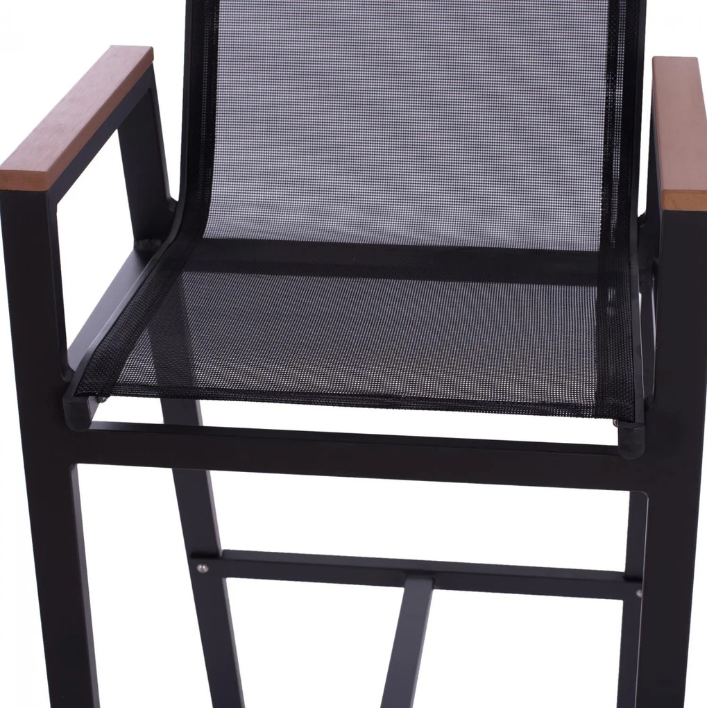 ΣΚΑΜΠΟ ΜΠΑΡ ΑΛΟΥΜΙΝΙΟΥ ΑΝΘΡΑΚΙ ΜΕ POLYWOOD 52 x 58 x 108 εκ. 52x58x108 εκ.