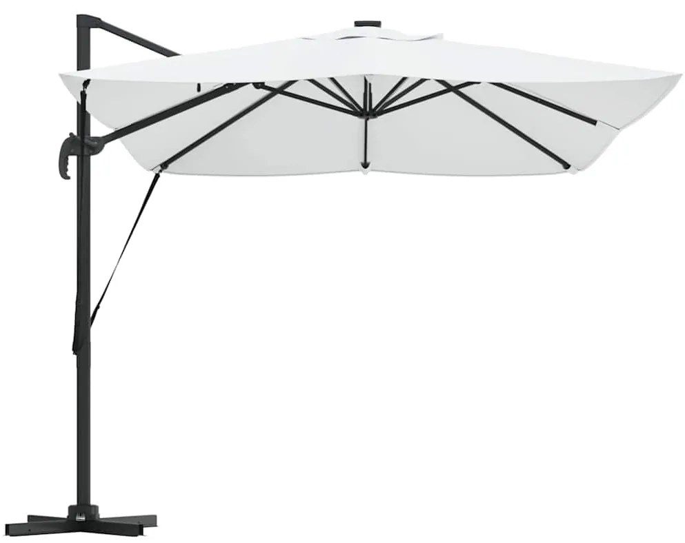 vidaXL Ομπρέλα ηλίου με φώτα λωρίδας LED Άμμος 352 x 251 x 265 εκ.