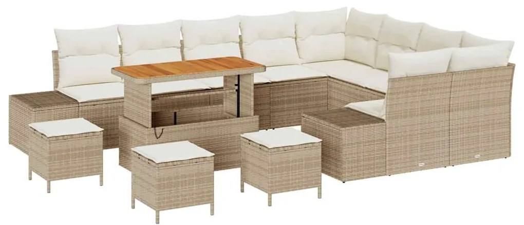 vidaXL Σετ Καναπέ Κήπου με αποθήκευση 13 pcs Μπεζ Πολυ ράταν