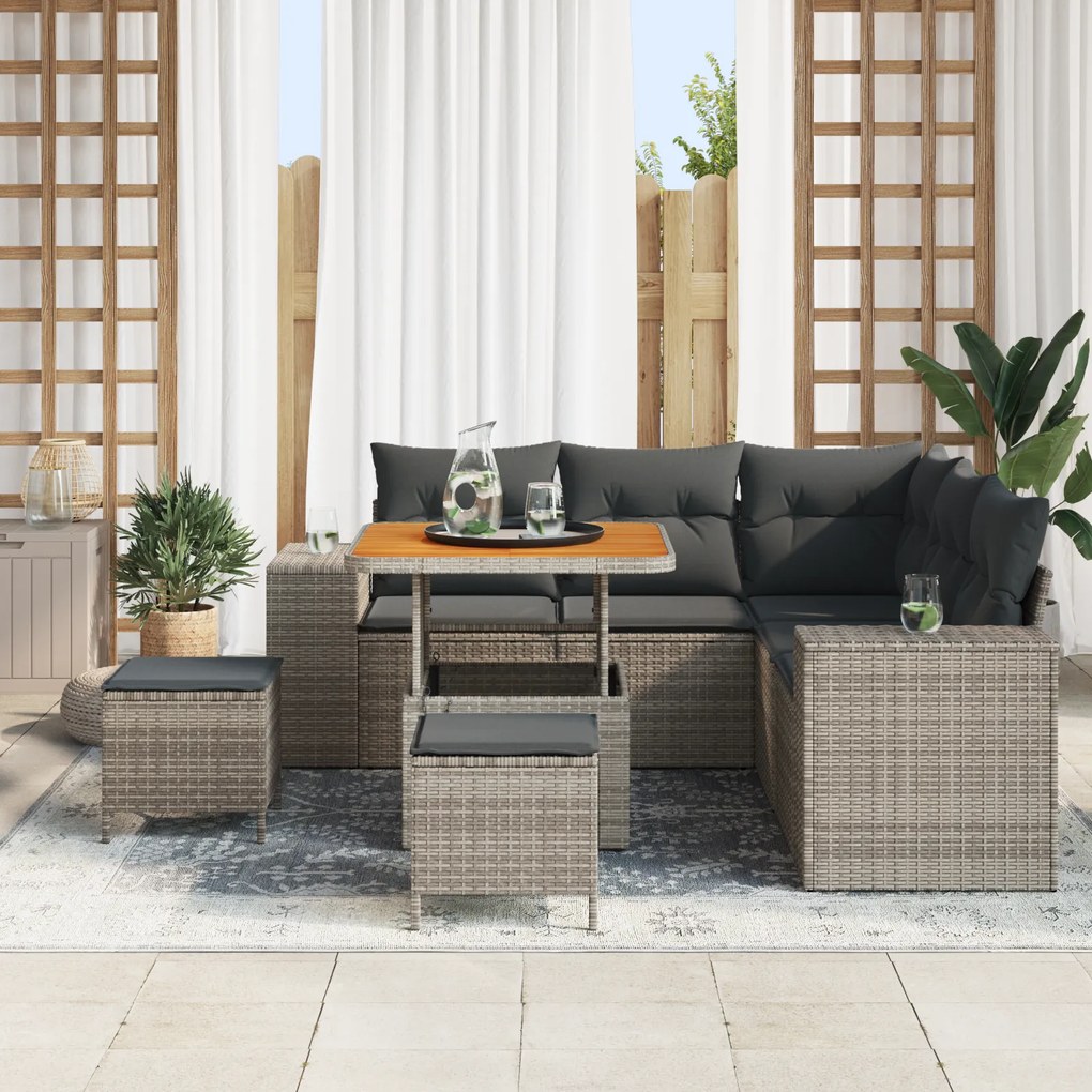 vidaXL Σετ Καναπέ Κήπου 8 pcs Γκρι συνθετικό ρατάν