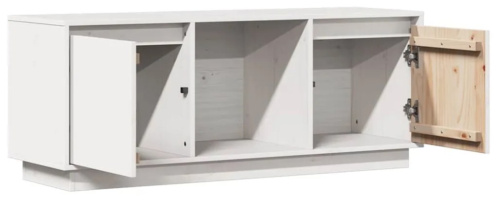 vidaXL Έπιπλο Τηλεόρασης Λευκό 110,5x35x44 εκ. από Μασίφ Ξύλο Πεύκου