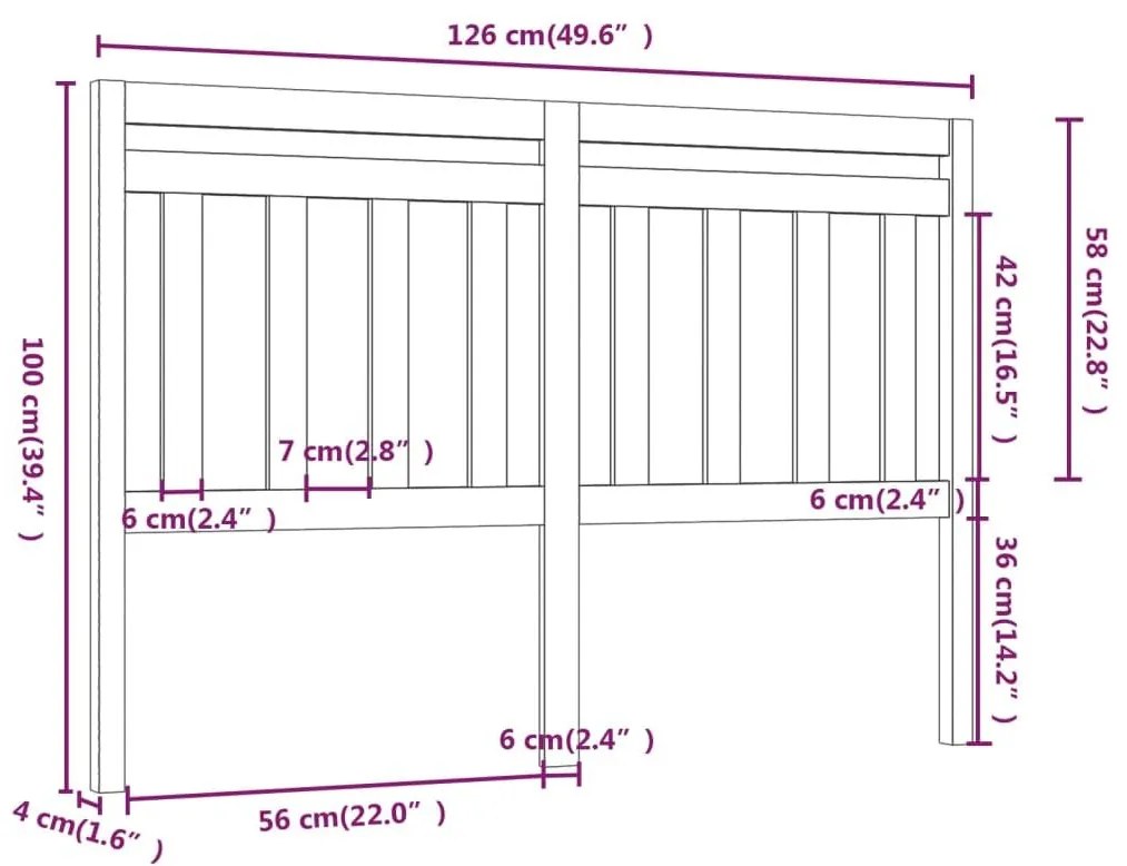 Κεφαλάρι Κρεβατιού Μαύρο 126 x 4 x 100 εκ. Μασίφ Ξύλο Πεύκου - Μαύρο