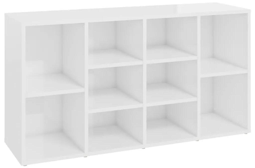 Παπουτσοθήκη Γυαλιστερή Λευκή 103x30x54,5 εκ. από Επεξ. Ξύλο - Λευκό