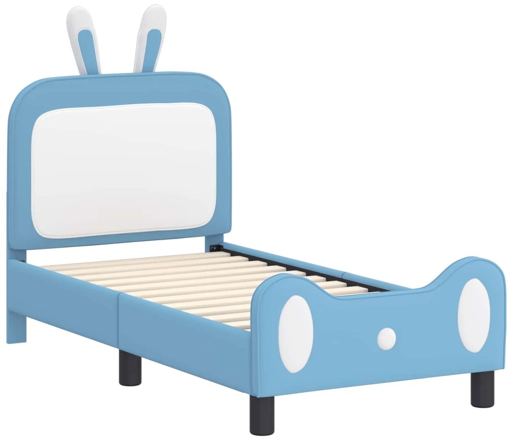 vidaXL Κρεβατική βάση για παιδιά με προσκέφαλο Μπλε 70 x 140 cm PU