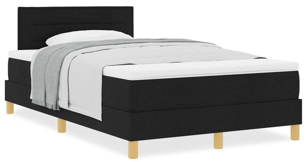 vidaXL Κρεβάτι με Στρώμα Μαύρο 120x200 cm Ύφασμα