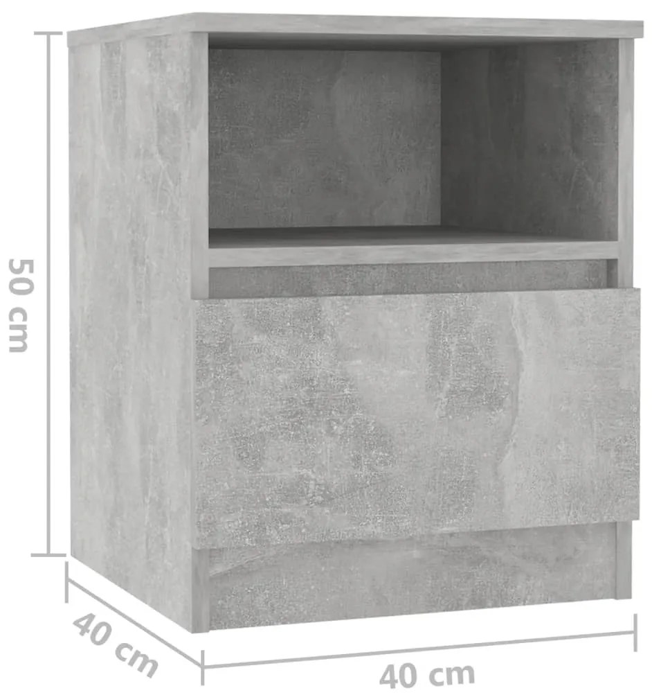 Κομοδίνο Γκρι Σκυροδέματος 40 x 40 x 50 εκ. από Επεξ. Ξύλο 806165