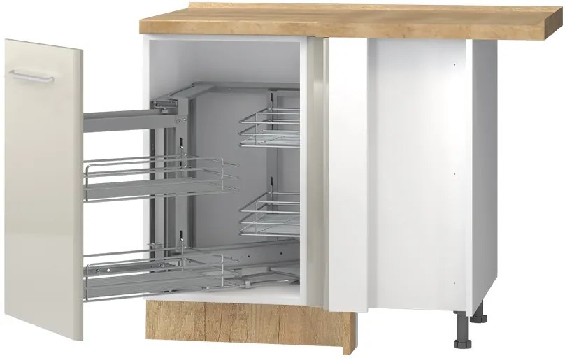 Επιδαπέδιο γωνιακό ντουλάπι Modena R-UG-1KMC-Λευκό - Γκρι ανοιχτό-Αριστερά - 109.00Χ64.00Χ88.00cm