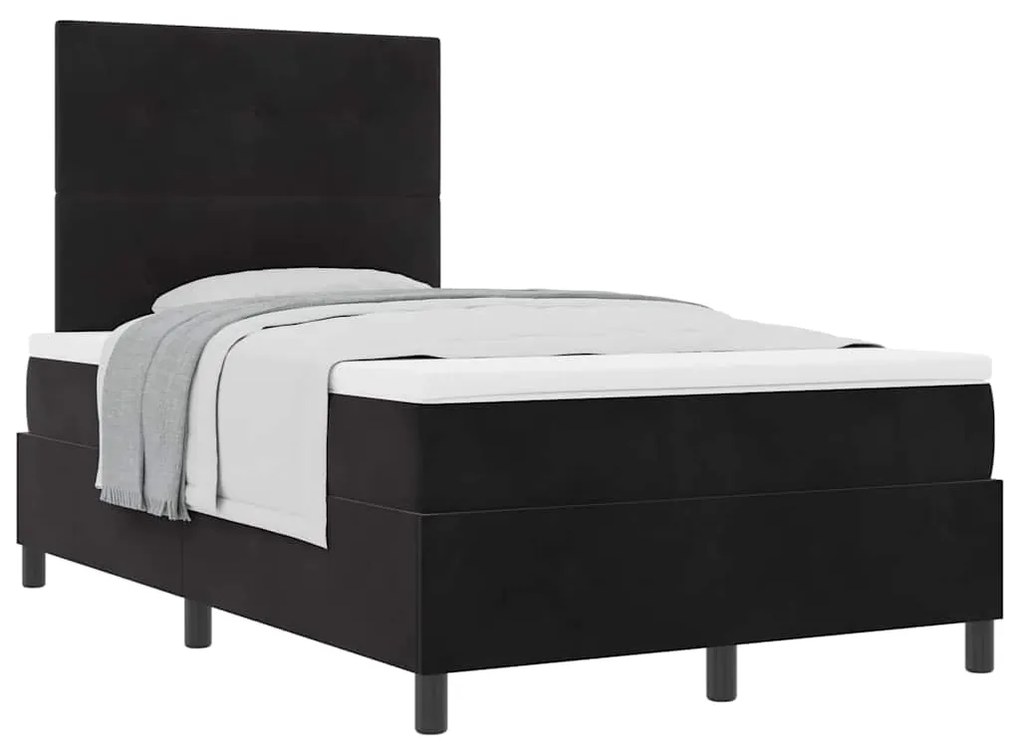 vidaXL Κρεβάτι με ελατήρια με στρώμα Μαύρο 120 x 190 cm Βελούδο