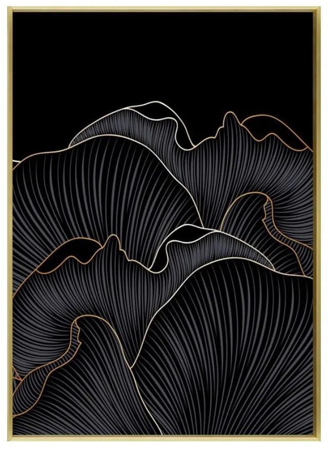 Κάδρο Σε Καμβά Mets 2 022867 51,5x71,5xH3,5cm Black-Gold Vertical Ξύλο, Καμβάς