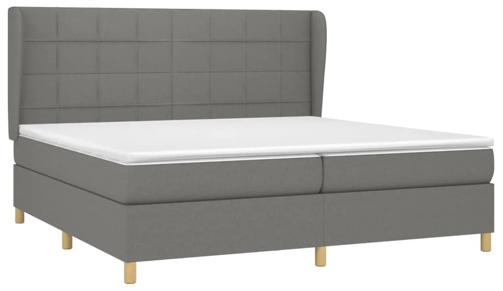 vidaXL Κρεβάτι Boxspring με Στρώμα Σκούρο Γκρι 200x200 εκ. Υφασμάτινο