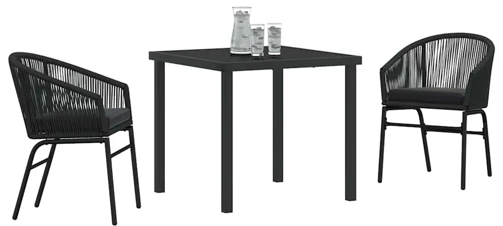 vidaXL Σέτ φαγητού για κήπο 3 pcs Μαύρο Χάλυβας με επίστρωση πούδρας