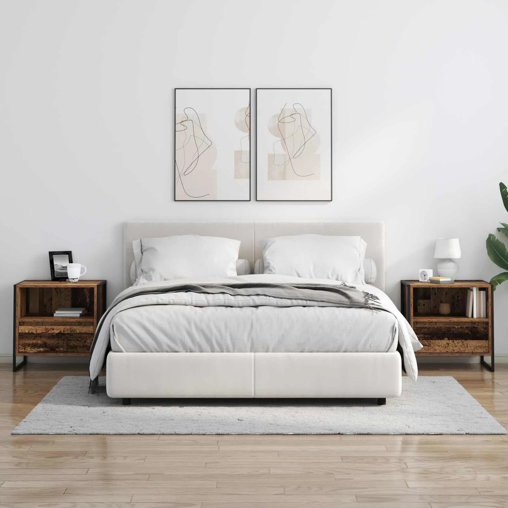 vidaXL Κομοδίνο 2 pcs Παλιό Ξύλο 50 x 39,5 x 50 εκ. Επεξεργασμένο ξύλο