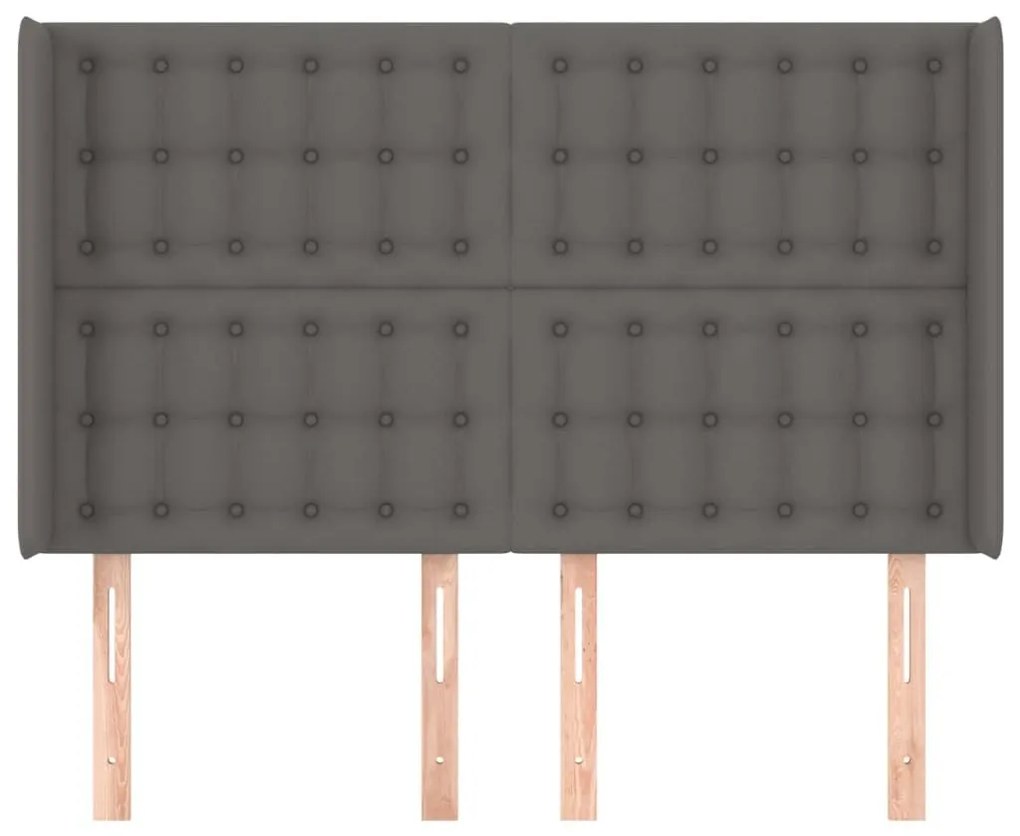 Κεφαλάρι με Πτερύγια Γκρι 147x16x118/128εκ.Συνθετικό Δέρμα - Γκρι
