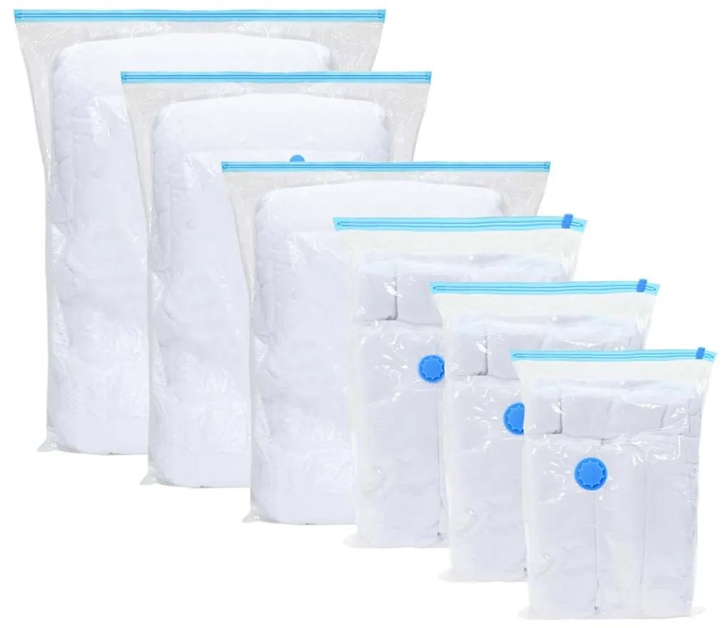 vidaXL Σακούλες αποθήκευσης κενού 5 pcs Διαφανής και μπλε 70 x 50 cm