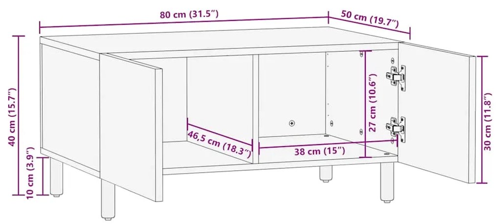 ΤΡΑΠΕΖΑΚΙ ΣΑΛΟΝΙΟΥ ΚΑΦΕ 80X50X40 CM ΜΑΣΙΦ ΞΥΛΟ MANGO 4017725