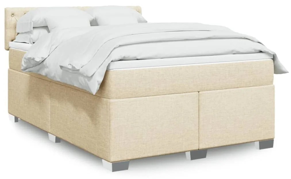 ΚΡΕΒΑΤΙ BOXSPRING ΜΕ ΣΤΡΩΜΑ ΚΡΕΜ 140X190 ΕΚ. ΥΦΑΣΜΑΤΙΝΟ 3288195