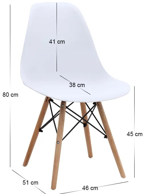 Καρέκλα τραπεζαρίας Nova Megapap PP λευκό - ξύλινο φυσικό πόδι 46x51x80εκ.