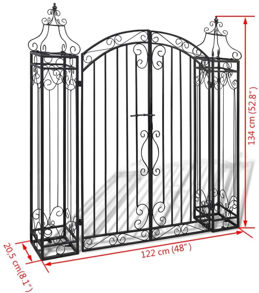 Πύλη Κήπου Διακοσμητική 122 x 20,5 x 134 εκ. Σφυρήλατος Σίδηρος   - Μαύρο