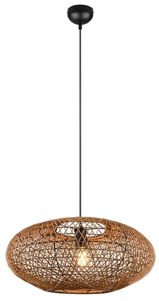 Φωτιστικό Οροφής Hedda 312300136 1xE27 40W Φ52cm 150cm Natural-Black Trio Lighting Σχοινί,Μέταλλο