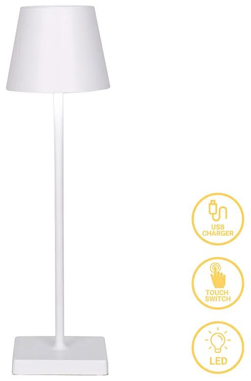 Επιτραπέζιο φωτιστικό αφής LED Brave pakoworld επαναφορτιζόμενο λευκό Φ10x35εκ Model: 009-000110