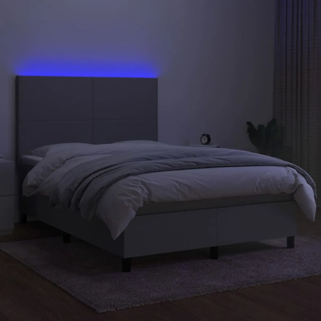 ΚΡΕΒΑΤΙ BOXSPRING ΜΕ ΣΤΡΩΜΑ &amp; LED ΑΝ.ΓΚΡΙ 140X190ΕΚ. ΥΦΑΣΜΑΤΙΝΟ 3134709