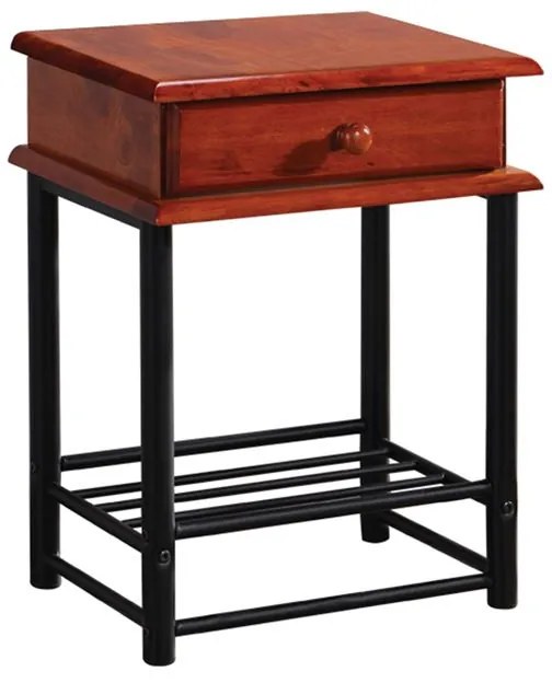 WOODWELL FLORA-II Κομοδίνο Μέταλλο Βαφή Μαύρο, Ξύλο Καρυδί 33x45x58cm Ε8205