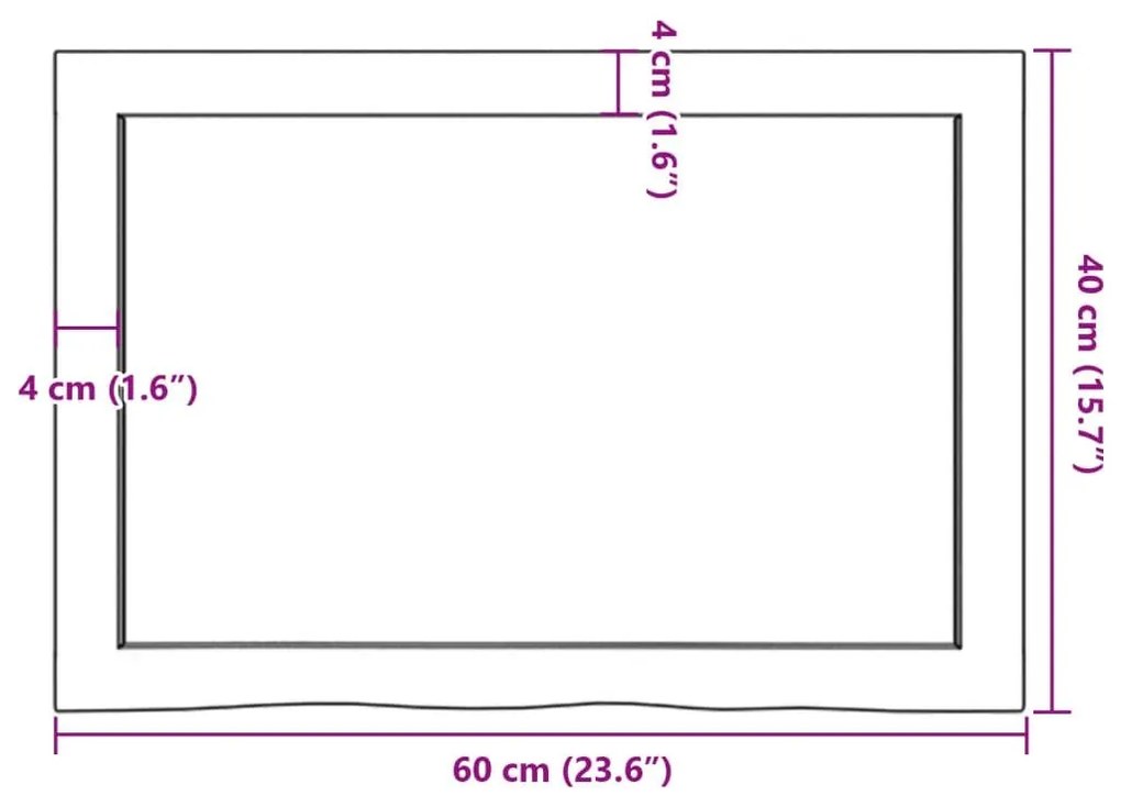 Ράφι Τοίχου 60x40x(2-6) εκ. από Ακατέργαστο Μασίφ Ξύλο Δρυός - Καφέ