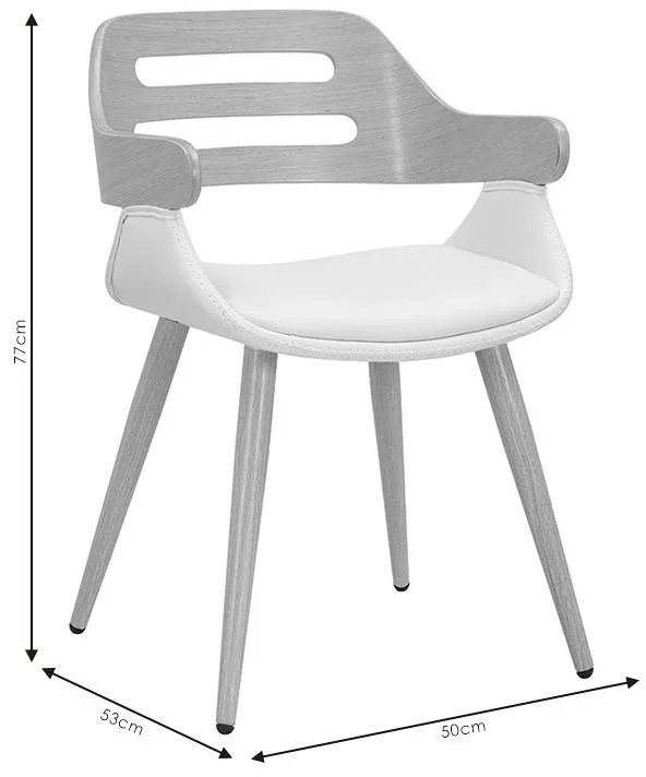 Καρέκλα - Πολυθρόνα Valeria PU λευκό-πόδι φυσικό 50x53x77 εκ.