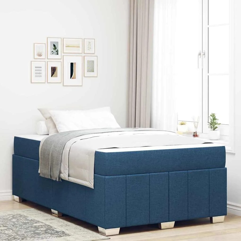 vidaXL Σκελετός Κρεβατιού με στρώμα Μπλε 120 x 200 cm ύφασμα
