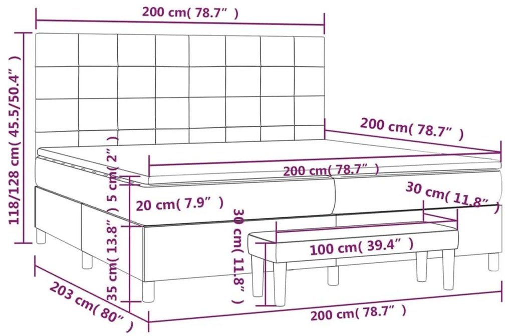 Κρεβάτι Boxspring με Στρώμα Σκούρο Πράσινο 200x200εκ. Βελούδινο - Πράσινο