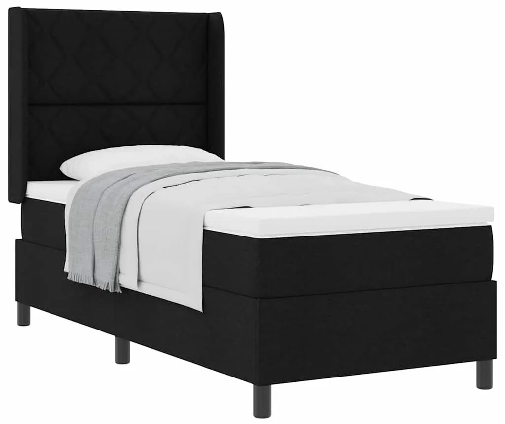 vidaXL Κρεβάτι με ελατήρια με στρώμα Μαύρο 100 x 200 cm ύφασμα