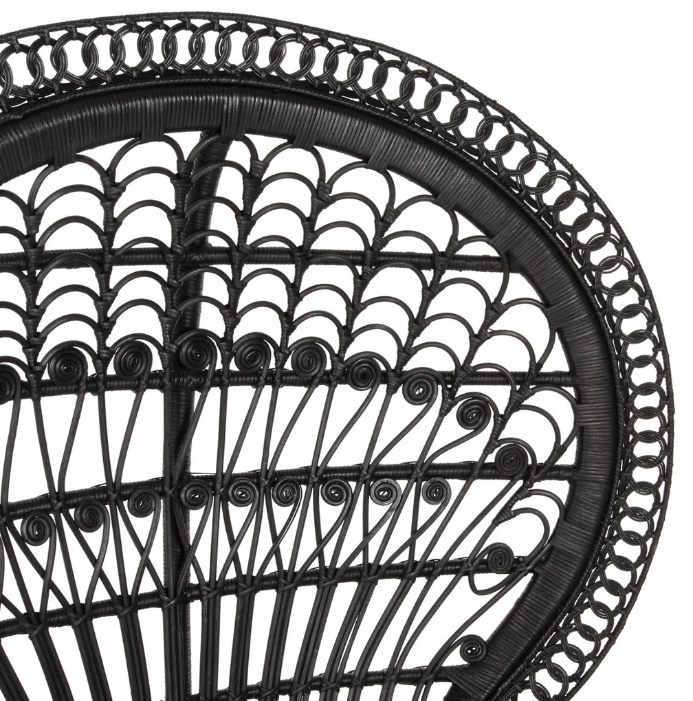 Καρέκλα - Πολυθρόνα ROYAL PEACOCK C9342.03 Μαύρο Rattan με Καφέ Μαξιλάρι 114x72x150Yεκ. 114x72x150 εκ.