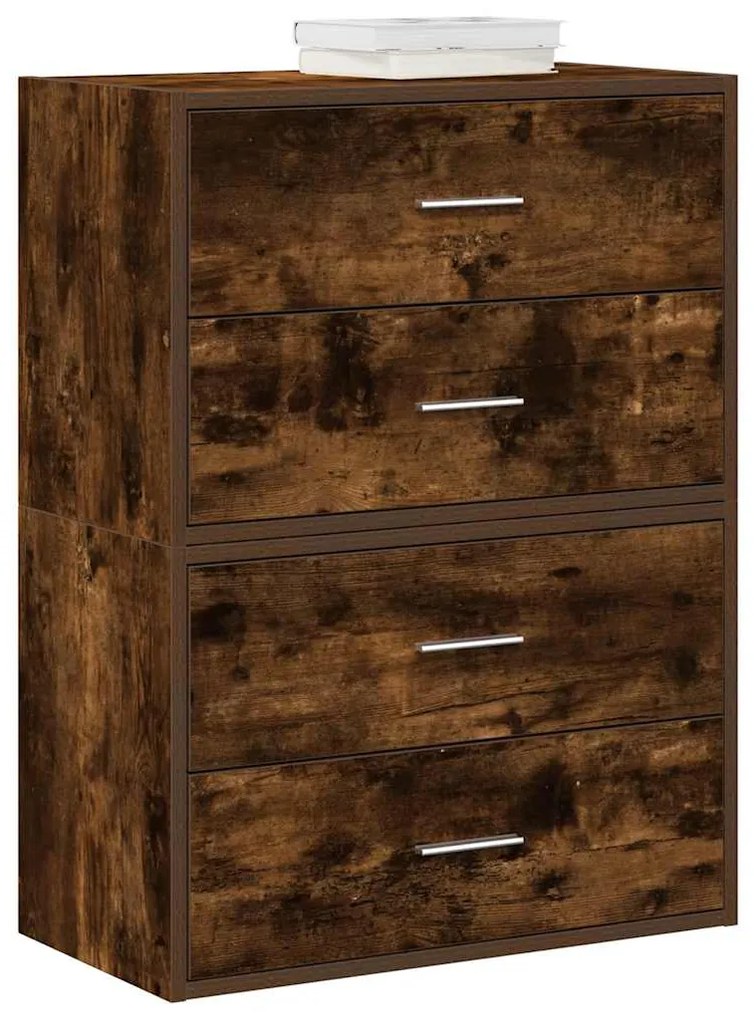 Ντουλάπια με 2 συρτάρια 2 τεμ. Καπνιστή Δρυς 60x31x40 εκ.