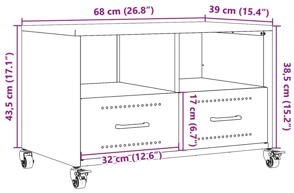 Έπιπλο Τηλεόρασης Πράσινο Λαδί 68x39x43,5 εκ. από Ατσάλι - Πράσινο