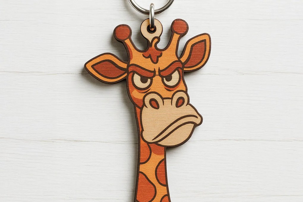 Intra απο ξύλο plywood 3mm-4mm πάχος - Grumpy Giraffe Keychain  Δίασταση 4x4 cm INTRAFABR-122092892