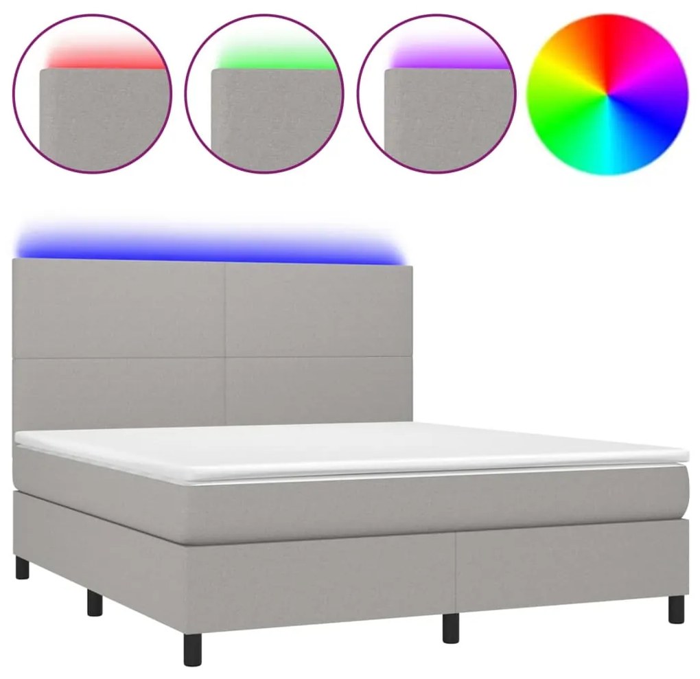 ΚΡΕΒΑΤΙ BOXSPRING ΜΕ ΣΤΡΩΜΑ &amp; LED ΑΝ.ΓΚΡΙ 160X200ΕΚ. ΥΦΑΣΜΑΤΙΝΟ 3134725