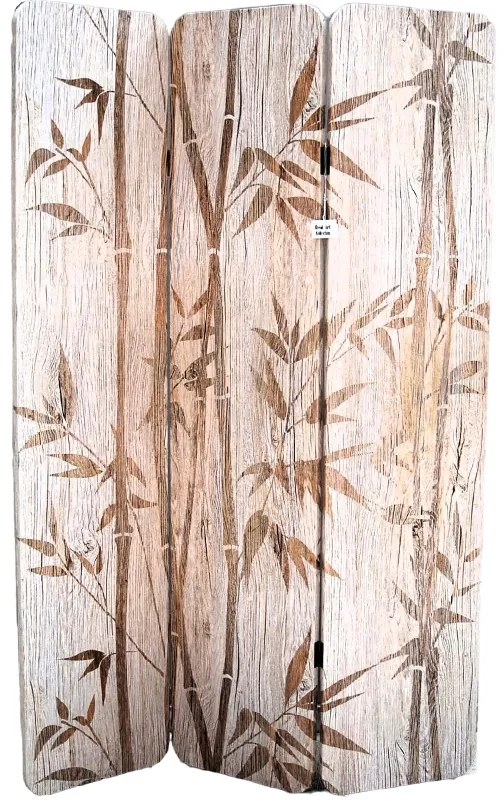 Παραβάν Δερματίνης Με Bamboo Καφέ 120x2,5x180εκ. Royal Art INX4/1039