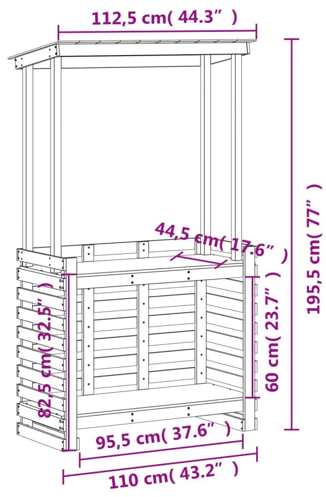 ΤΡΑΠΕΖΙ ΜΠΑΡ ΚΗΠΟΥ ΜΕ ΟΡΟΦΗ ΚΑΦΕ 112,5X57X195,5 ΕΚ. ΜΑΣΙΦ ΠΕΥΚΟ 844641