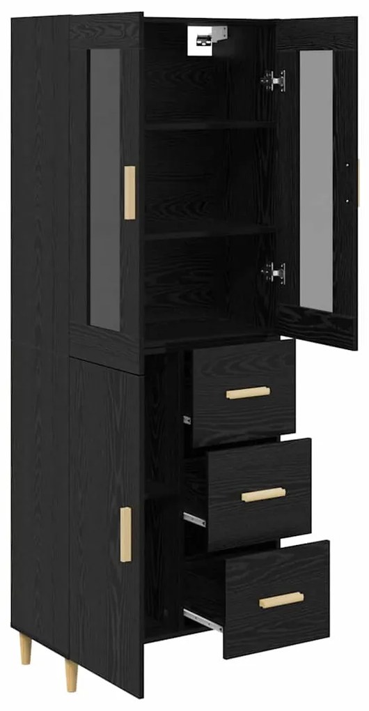 vidaXL Highboard Μαύρη Οξυά 69,5 x 34 x 180 εκ. Επεξεργασμένο ξύλο