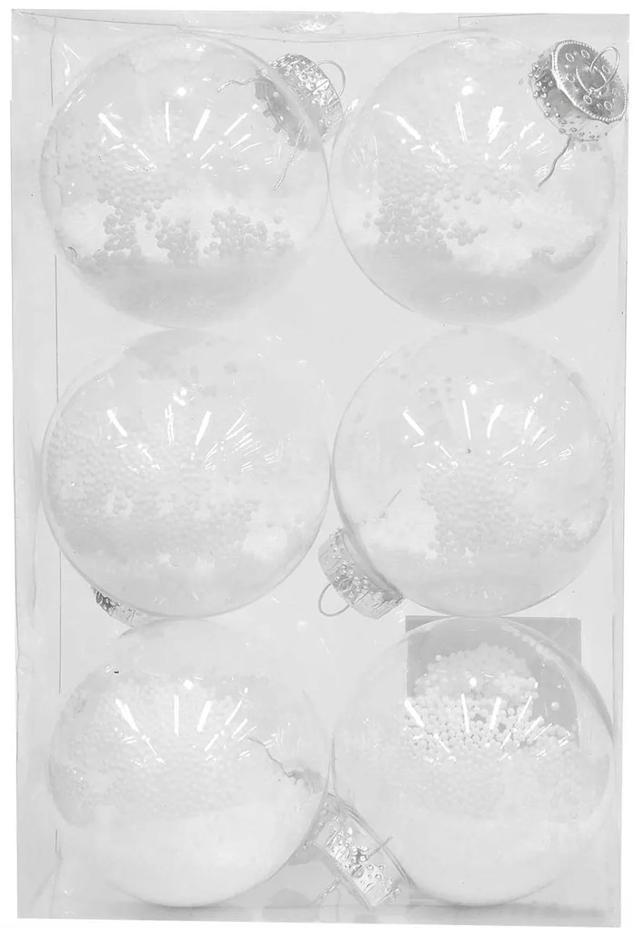 Σετ 6 τεμ. Χριστουγεννιάτικες Μπάλες Διάφανες με Χιόνι 8cm 236232