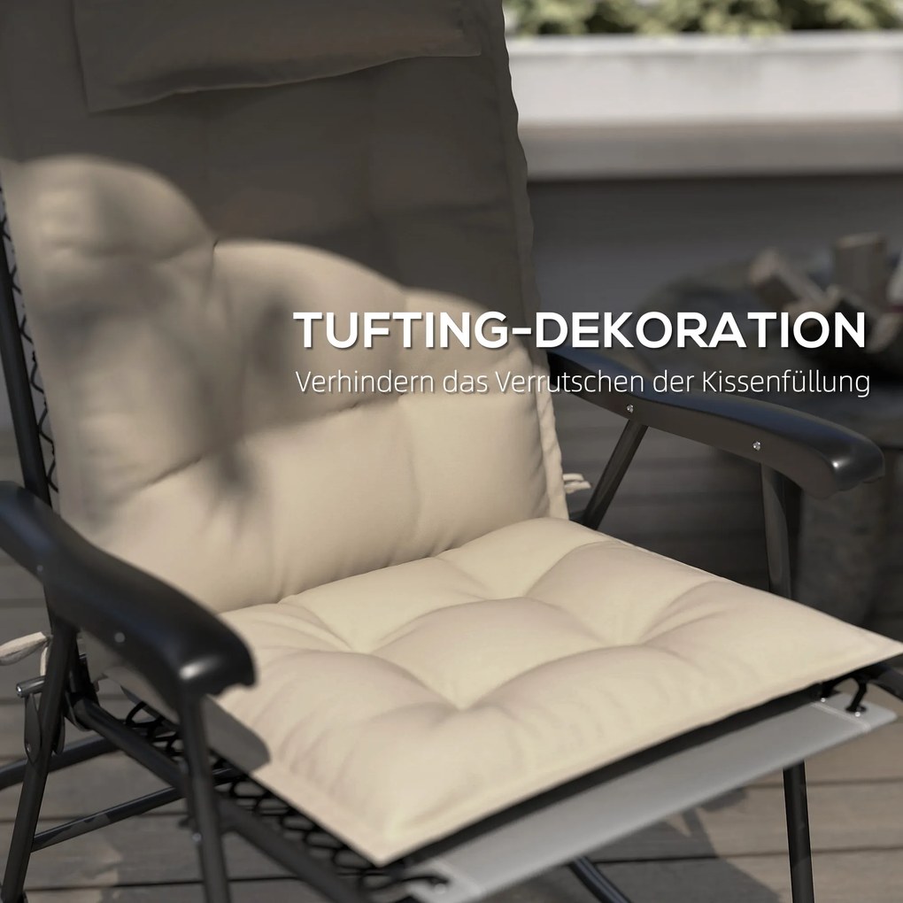 Outsunny Σετ 2 Μαξιλάρια για Ξαπλώστρα Ανθεκτικό στο Νερό Μαξιλάρι για Ξαπλώστρα Κήπου 50x116x5 cm, Μπεζ