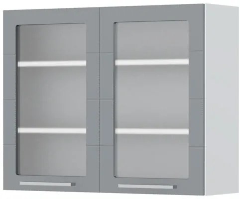 Ντουλάπι κρεμαστό Hudson V7-90-2KS με βιτρίνα-Λευκό - Γκρι - 90.00Χ32.00Χ72.00cm