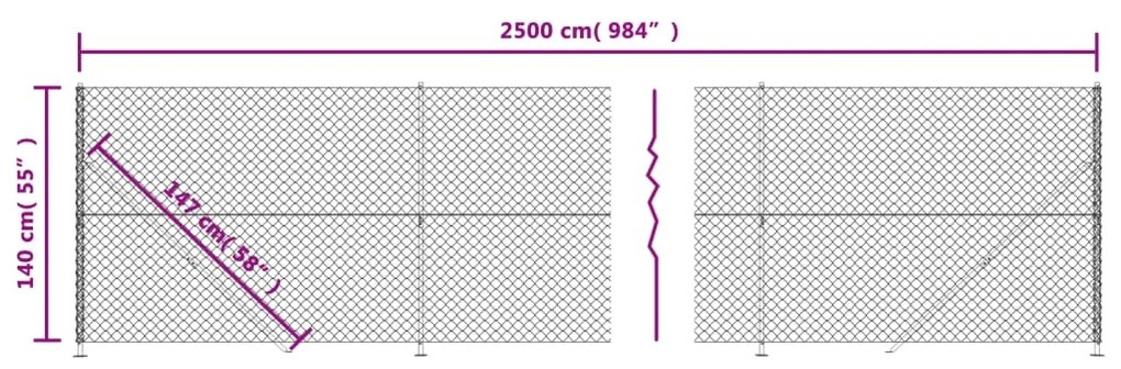 vidaXL Συρματόπλεγμα Περίφραξης Πράσινο 1,4 x 25 μ. με Βάσεις Φλάντζα