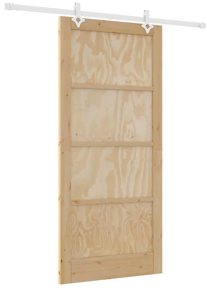 vidaXL Συρόμενη Πόρτα Φυσικό και λευκό 93 x 202 cm