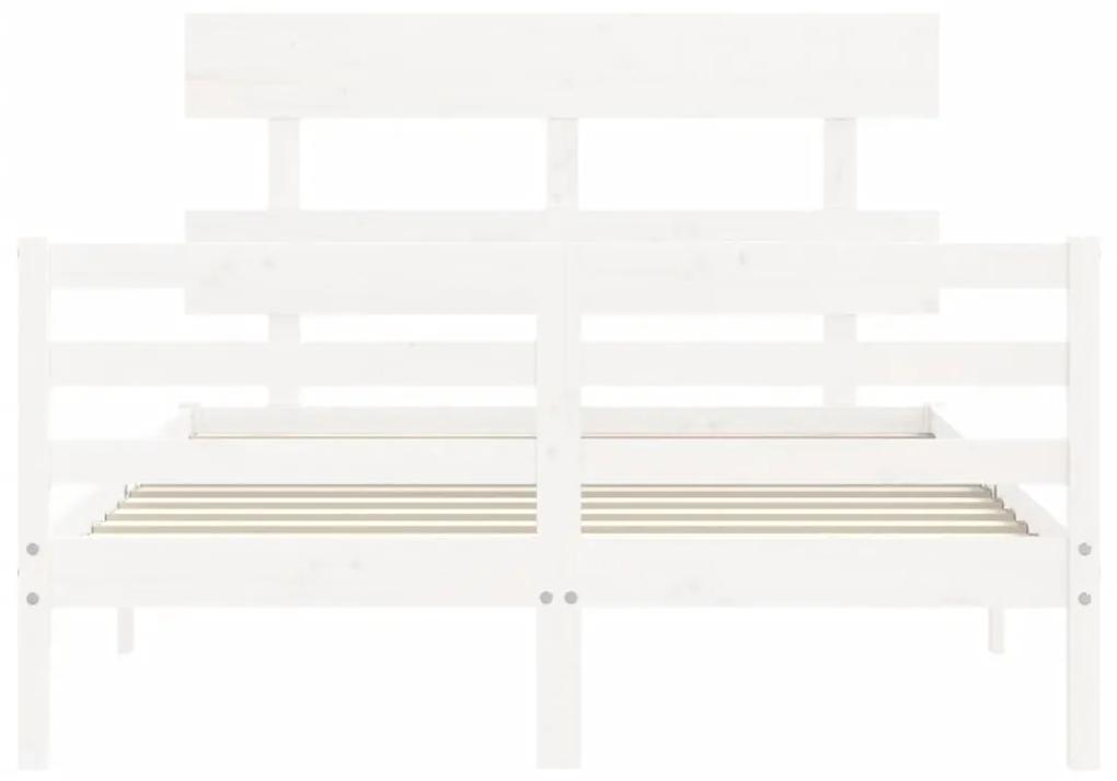 vidaXL Πλαίσιο Κρεβατιού με Κεφαλάρι Λευκό 140x190 εκ. Μασίφ Ξύλο