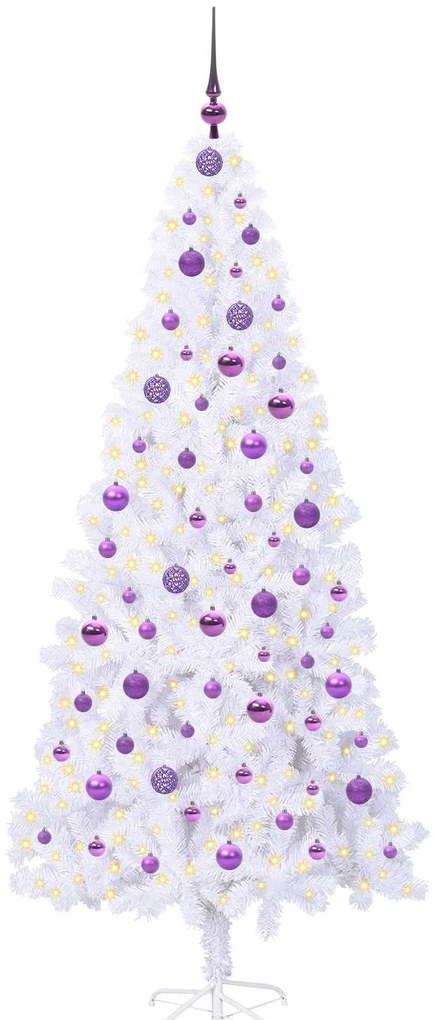 vidaXL Τεχνητό Χριστουγεννιάτικο Δέντρο Λευκό 210 cm PVC και Ατσάλι